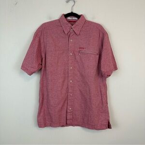 Orvis | Red Fish Embroidered Short Sleeve Button Up Shirt Size Medium